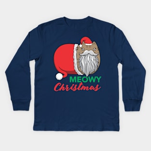 Meowy Christmas fro Santa Cat Kids Long Sleeve T-Shirt